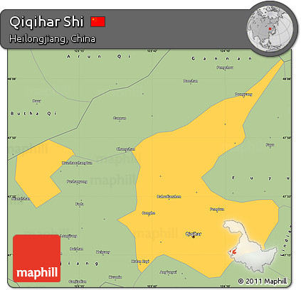 Savanna Style Simple Map of Qiqihar Shi