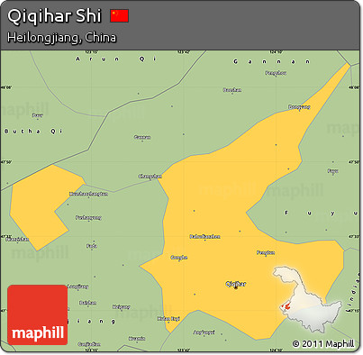 Savanna Style Simple Map of Qiqihar Shi