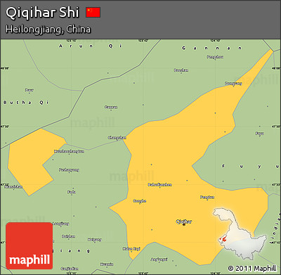 Savanna Style Simple Map of Qiqihar Shi