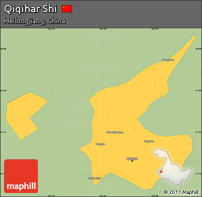 Savanna Style Simple Map of Qiqihar Shi, single color outside