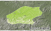 Physical 3D Map of Qitaihe Shi, darken, semi-desaturated