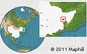 Satellite Location Map of Qitaihe Shi, highlighted country