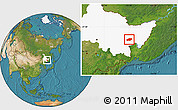 Satellite Location Map of Qitaihe Shi, highlighted parent region