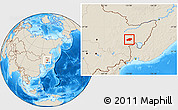 Shaded Relief Location Map of Qitaihe Shi
