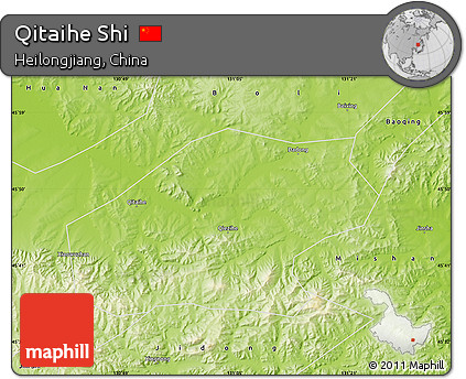Physical Map of Qitaihe Shi