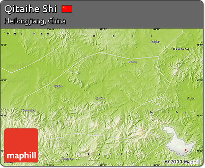 Physical Map of Qitaihe Shi