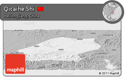 Gray Panoramic Map of Qitaihe Shi