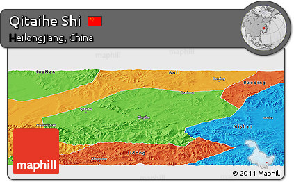 Political Panoramic Map of Qitaihe Shi