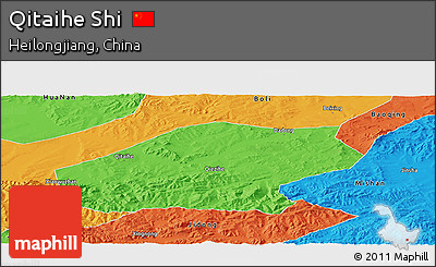 Political Panoramic Map of Qitaihe Shi