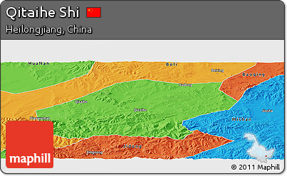 Political Panoramic Map of Qitaihe Shi
