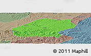 Political Panoramic Map of Qitaihe Shi, semi-desaturated