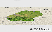 Satellite Panoramic Map of Qitaihe Shi, shaded relief outside