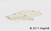 Shaded Relief Panoramic Map of Qitaihe Shi, single color outside