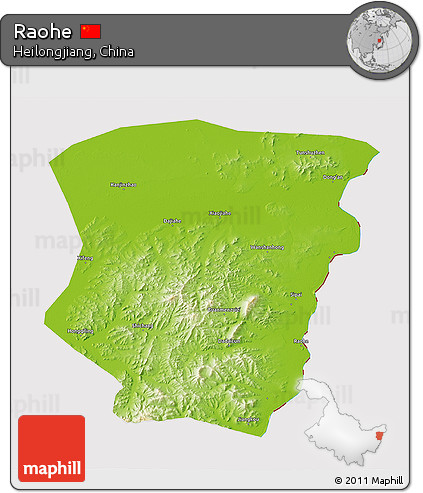 Physical 3D Map of Raohe, cropped outside