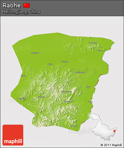 Physical 3D Map of Raohe, cropped outside