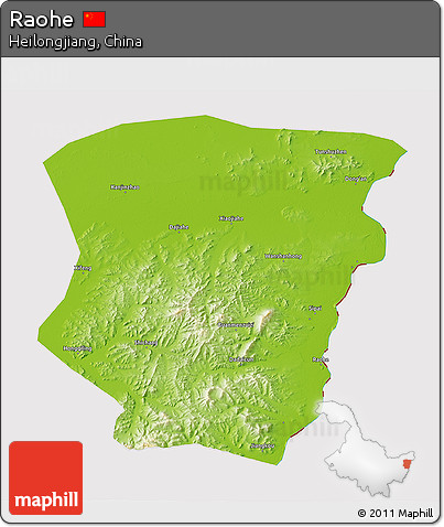 Physical 3D Map of Raohe, cropped outside