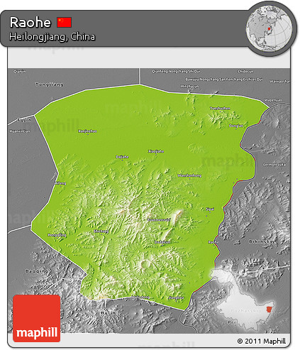 Physical 3D Map of Raohe, desaturated