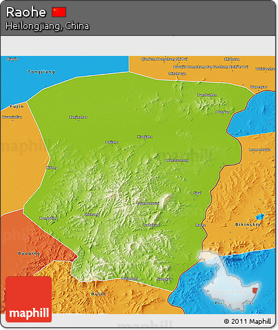 Physical 3D Map of Raohe, political outside