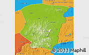 Physical 3D Map of Raohe, political outside