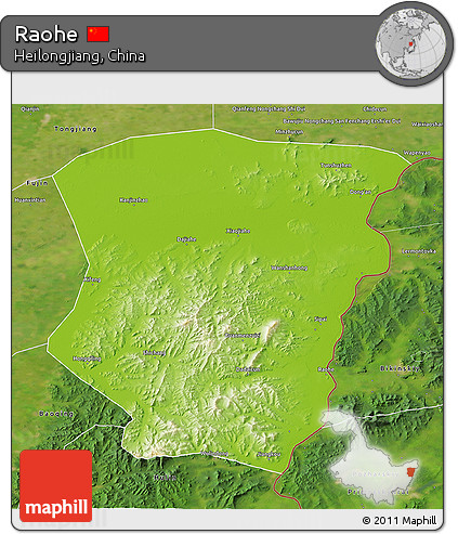 Physical 3D Map of Raohe, satellite outside