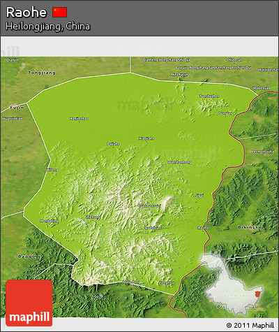 Physical 3D Map of Raohe, satellite outside