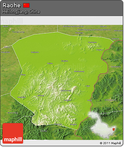 Physical 3D Map of Raohe, satellite outside