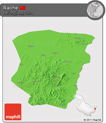 Political 3D Map of Raohe, cropped outside