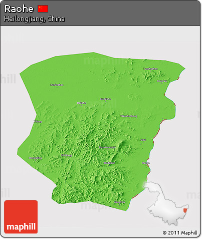 Political 3D Map of Raohe, cropped outside