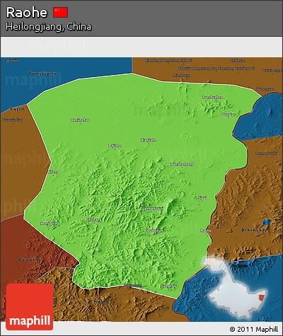 Political 3D Map of Raohe, darken