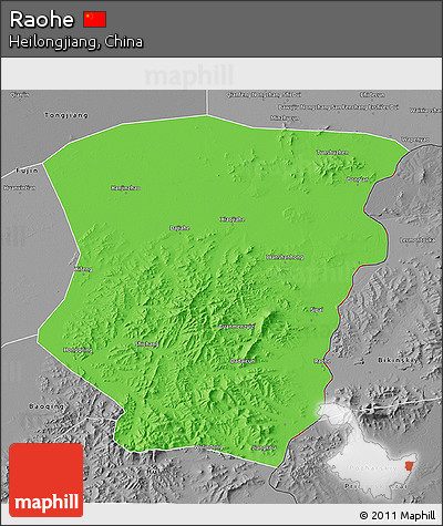 Political 3D Map of Raohe, desaturated