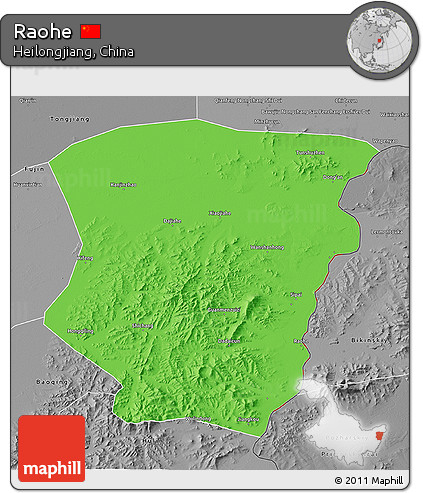 Political 3D Map of Raohe, desaturated