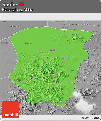Political 3D Map of Raohe, desaturated