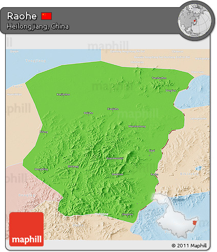 Political 3D Map of Raohe, lighten