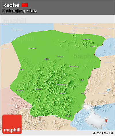 Political 3D Map of Raohe, lighten