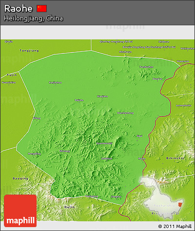 Political 3D Map of Raohe, physical outside