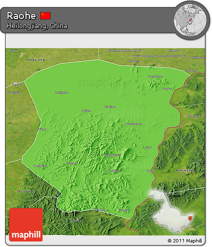 Political 3D Map of Raohe, satellite outside