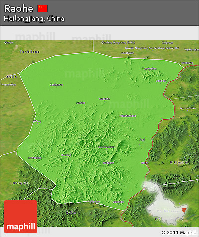 Political 3D Map of Raohe, satellite outside