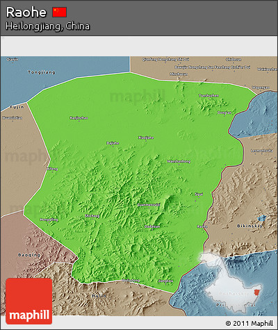 Political 3D Map of Raohe, semi-desaturated