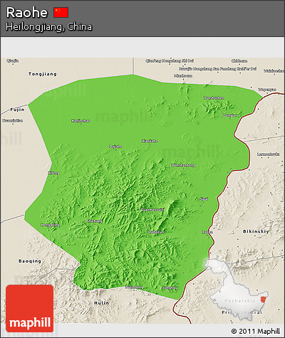 Political 3D Map of Raohe, shaded relief outside