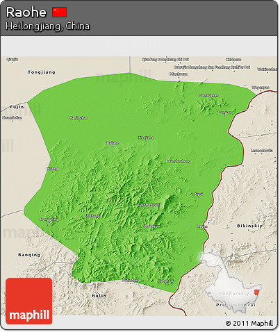 Political 3D Map of Raohe, shaded relief outside