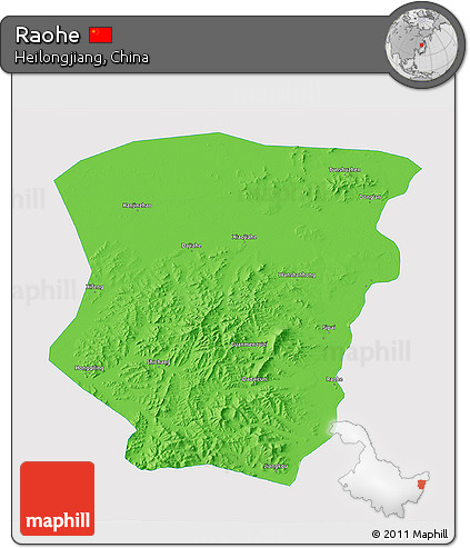 Political 3D Map of Raohe, single color outside