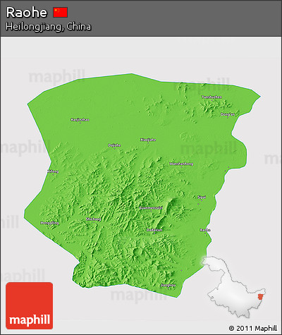 Political 3D Map of Raohe, single color outside