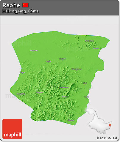 Political 3D Map of Raohe, single color outside