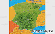 Satellite 3D Map of Raohe, political outside