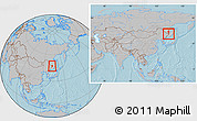 Gray Location Map of Raohe, within the entire country, hill shading