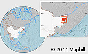 Gray Location Map of Raohe, highlighted country, hill shading