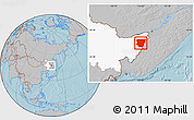 Gray Location Map of Raohe, highlighted parent region, hill shading