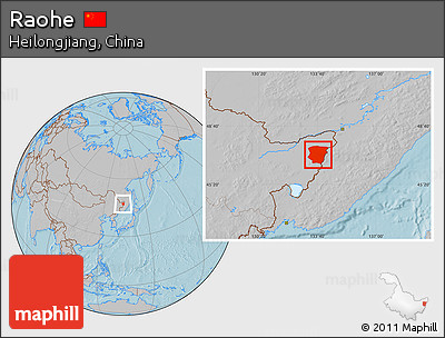 Gray Location Map of Raohe, hill shading