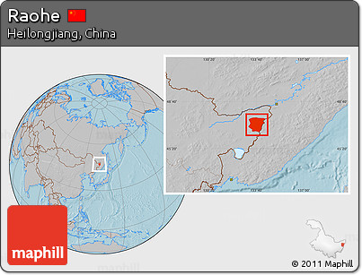 Gray Location Map of Raohe, hill shading
