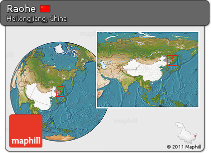 Satellite Location Map of Raohe, highlighted country, highlighted parent region, within the entire country